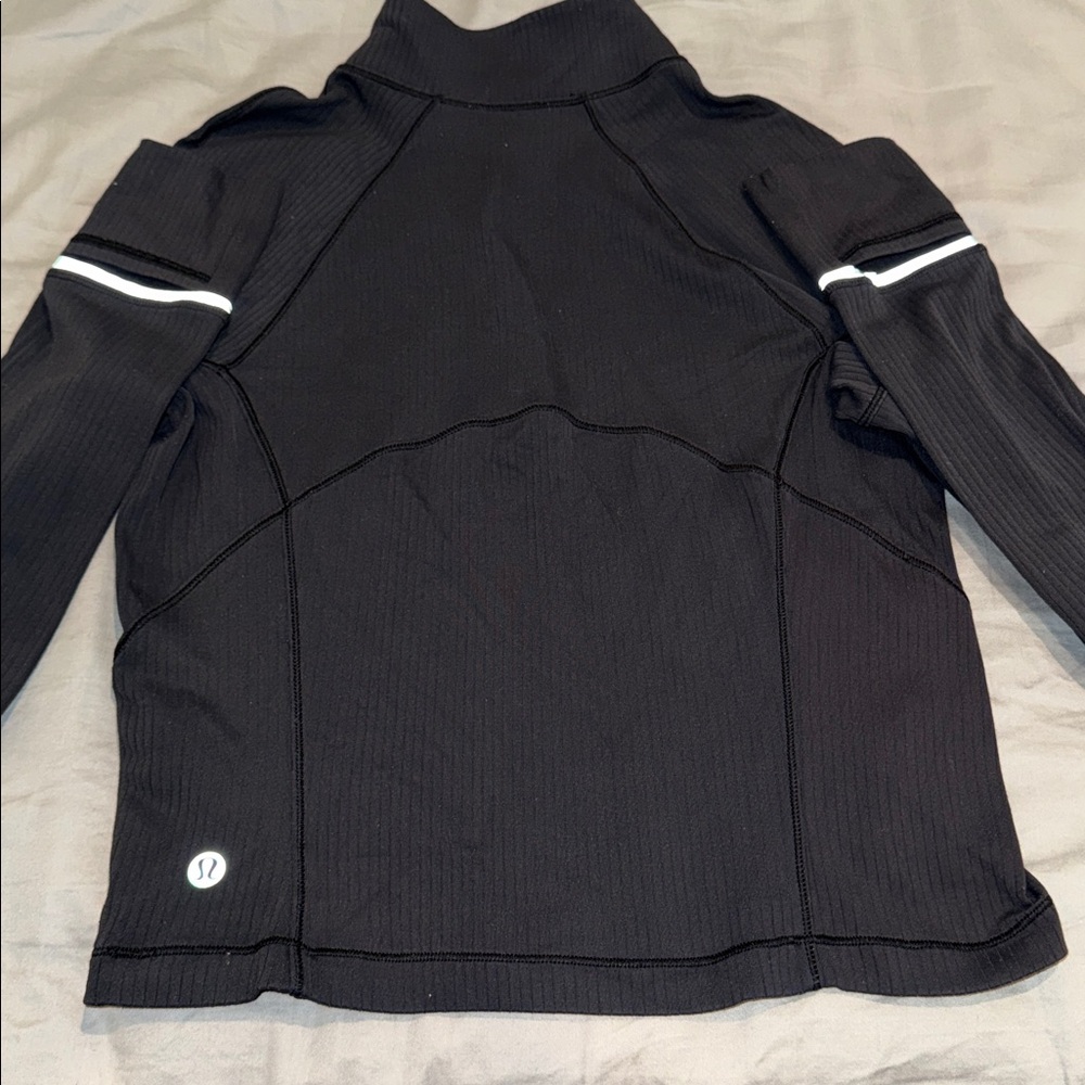 Lululemon Rulu - Run Ribbed Crop Half Zip Black Size 6 - Picture 3 of 5